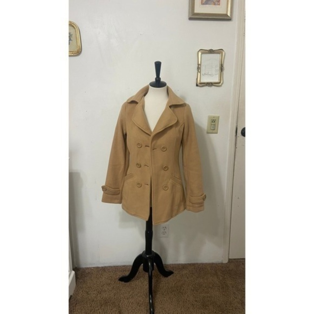 Love Tree Women's Small Tan Soft Peacoat Pockets